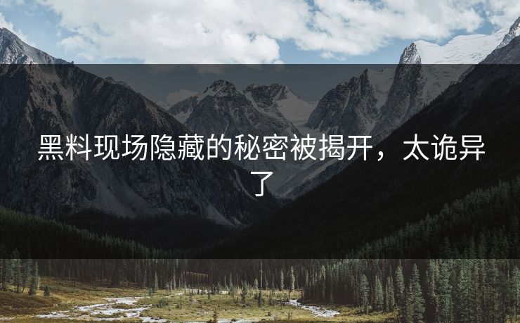 黑料现场隐藏的秘密被揭开,太诡异了