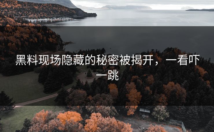 黑料现场隐藏的秘密被揭开,一看吓一跳