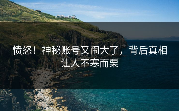 愤怒!神秘账号又闹大了,背后真相让人不寒而栗