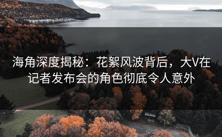 海角深度揭秘：花絮风波背后，大V在记者发布会的角色彻底令人意外