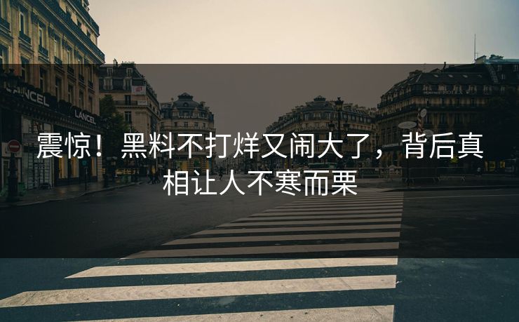 震惊！黑料不打烊又闹大了，背后真相让人不寒而栗