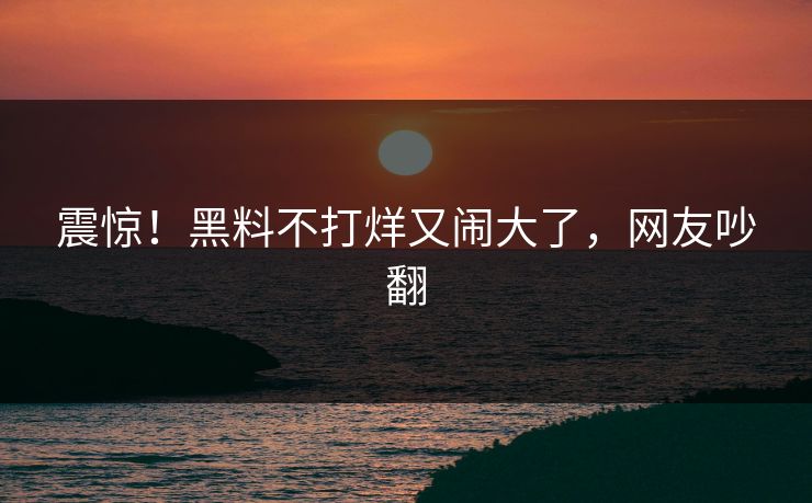 震惊！黑料不打烊又闹大了，网友吵翻