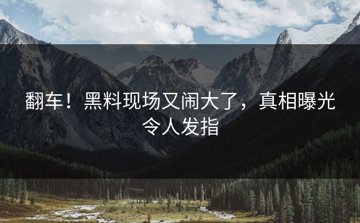 翻车！黑料现场又闹大了，真相曝光令人发指
