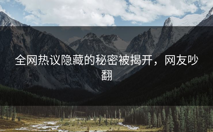全网热议隐藏的秘密被揭开，网友吵翻
