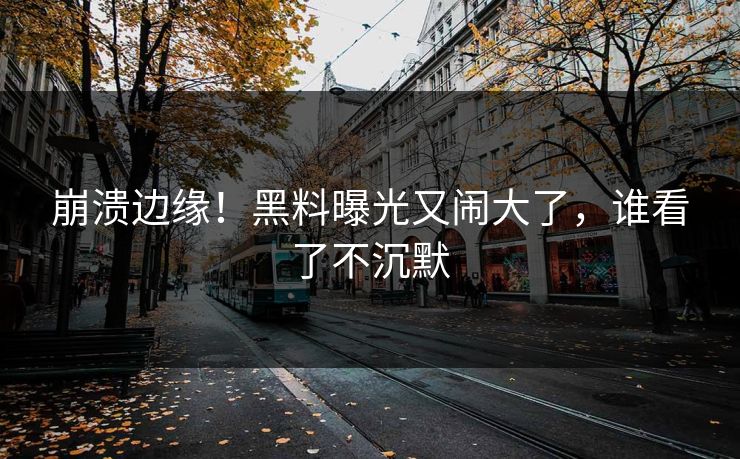 崩溃边缘!黑料曝光又闹大了,谁看了不沉默