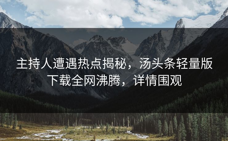 主持人遭遇热点揭秘，汤头条轻量版下载全网沸腾，详情围观