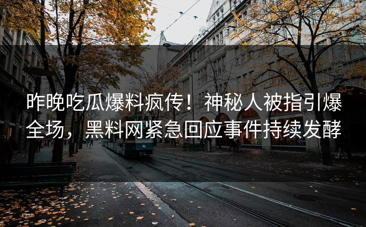 昨晚吃瓜爆料疯传！神秘人被指引爆全场，黑料网紧急回应事件持续发酵